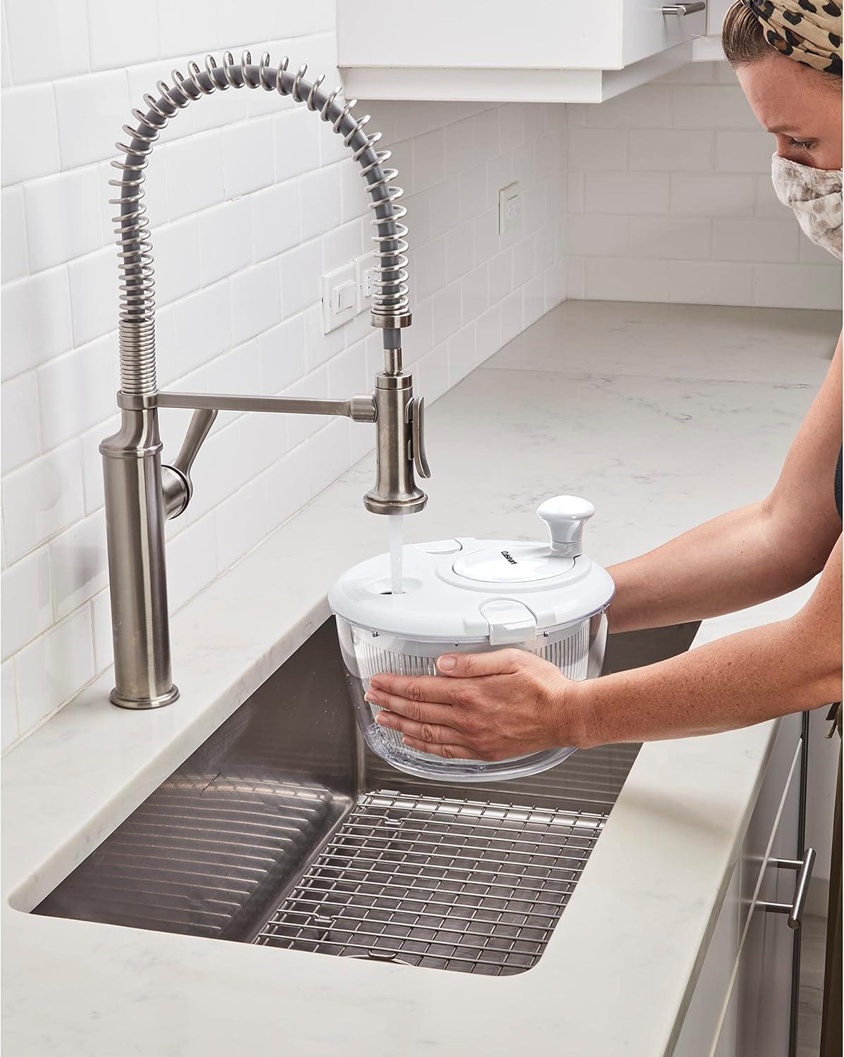 imageCuisinart Large Salad Spinner 5Qt Vegetable amp Fruit Salad Washing Bowl with Strainer Quick Prep Spinner for Salad Greens Lettuce Fruits amp Vegetables CTG00SASGloss White