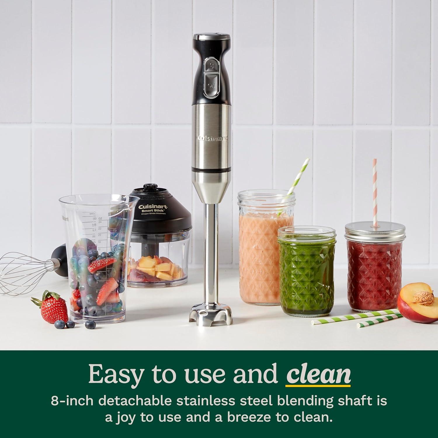 imageCuisinart Smart Stick TwoSpeed Hand Blender Powerful Immersion Blender with 300Watt Motor Blends Shakes Smoothies Puree Baby Food Soups amp Sauces CSB175P1 WhiteStainless Steel