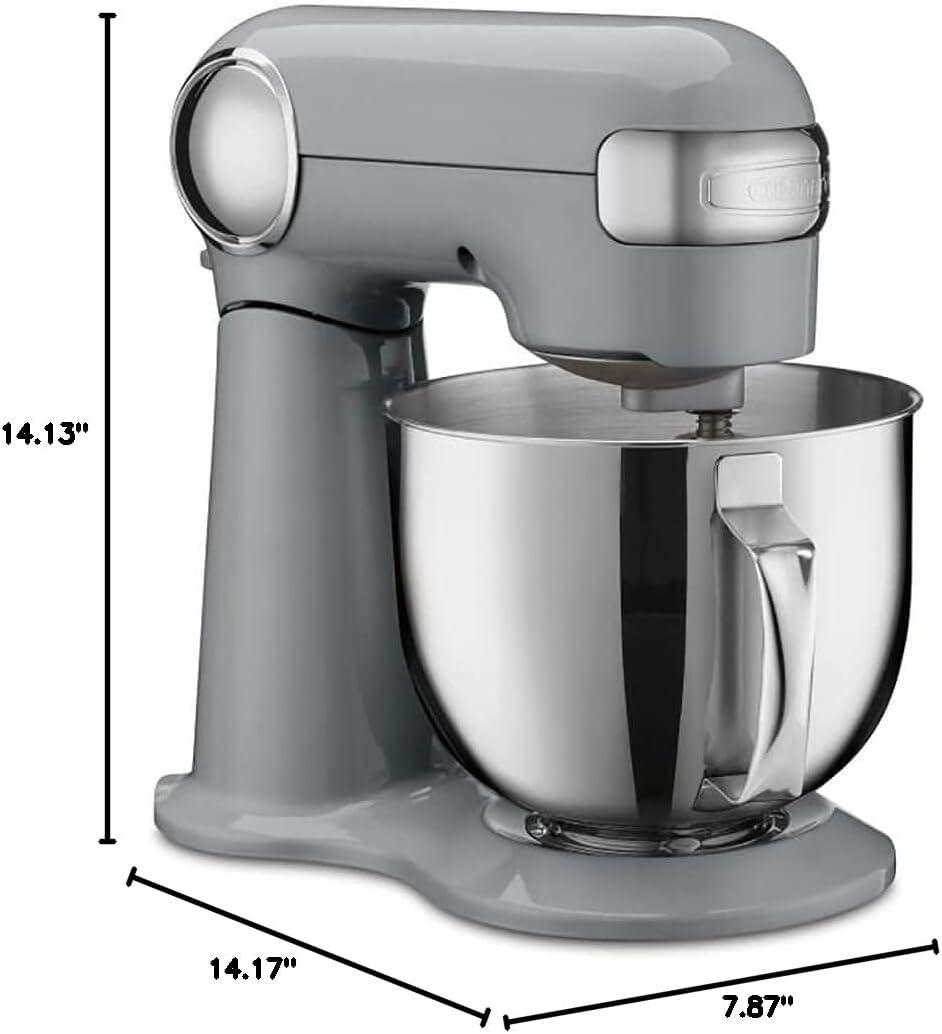 imageCuisinart Stand Mixer 12 Speed 55 Quart Stainless Steel Bowl Chefs Whisk Mixing Paddle Dough Hook Splash Guard w Pour Spout Robins Egg SM50TQDove Gray