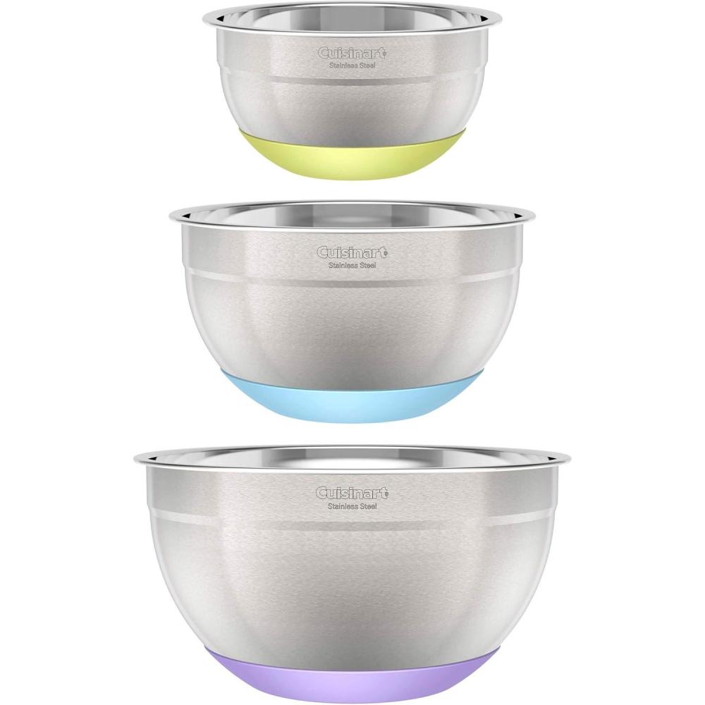 image3Piece Stainless Steel Mixing Bowls with Nonslip Base 15qt 3qt amp 5qt3Piece