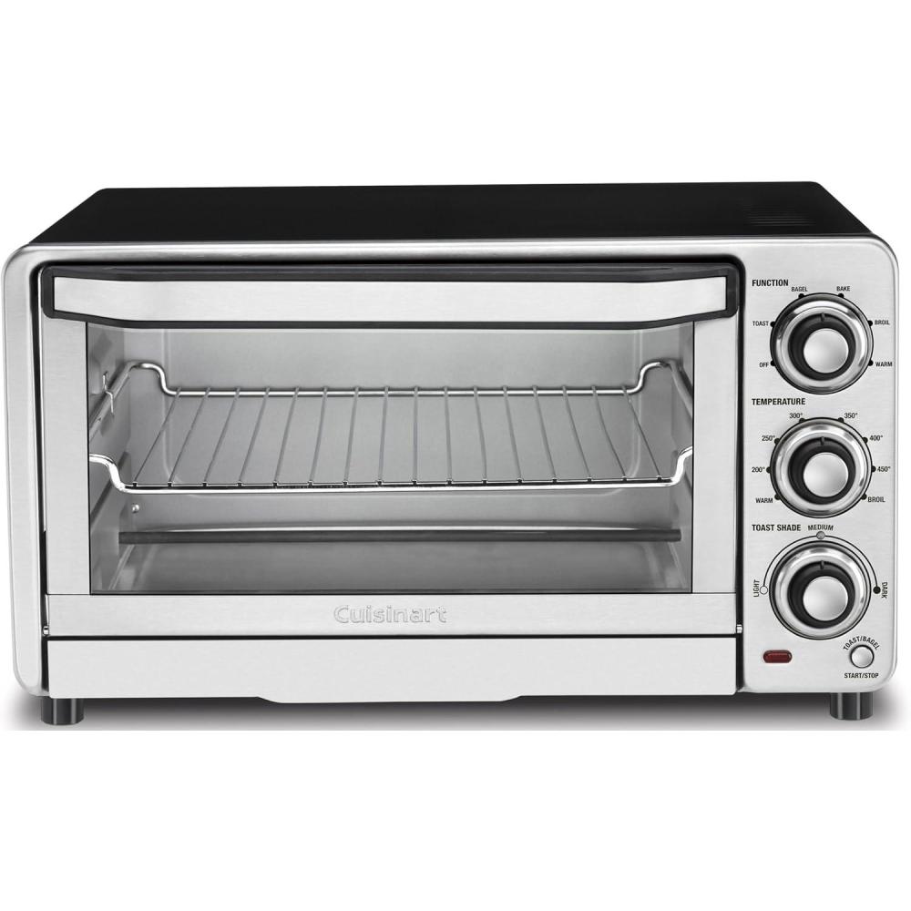 imageCuisinart Custom Classic Toaster Oven Broiler 1800 Watt Countertop Toaster Oven to Bake Broil and Toast NonStick Interior Consistent Toast Control Brushed Stainless SteelBlack TOB40NToaster Oven