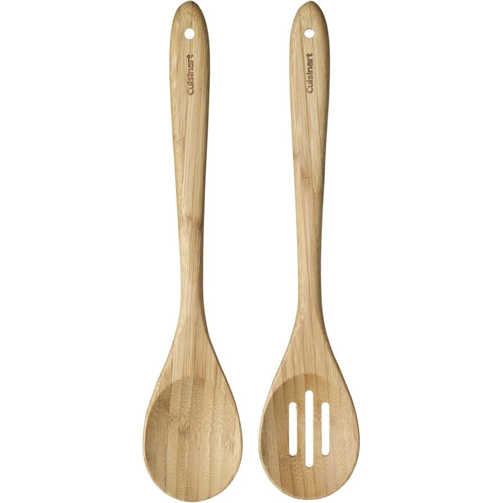 imageCuisinart Green Gourmet Bamboo Solid and Slotted Spoons 2PackSolid and Slotted 2Pack