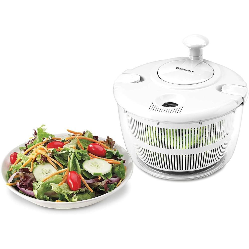 imageCuisinart Large Salad Spinner 5Qt  Vegetable amp Fruit Salad Washing Bowl with Strainer Quick Prep Spinner for Salad Greens Lettuce Fruits amp Vegetables CTG00SASGloss White