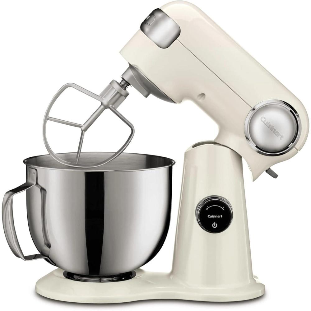 imageCuisinart SMD50BC Precision Pro 55Quart Digital Stand Mixer With 12Speeds 3 Preprogrammed Food Prep Settings Mixing Bowl Whisk Flat Mixing Paddle Dough Hook And Splash Guard Silver LiningCream