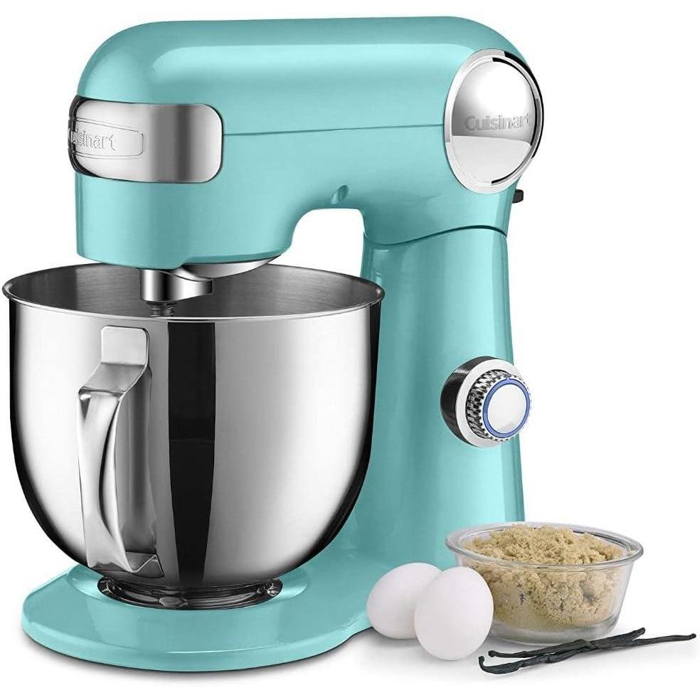 imageCuisinart Stand Mixer 12 Speed 55 Quart Stainless Steel Bowl Chefs Whisk Mixing Paddle Dough Hook Splash Guard w Pour Spout Robins Egg SM50TQPeriwinkle Blue