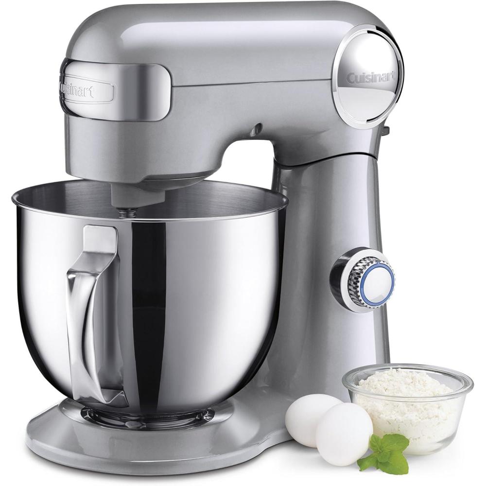 imageCuisinart Stand Mixer 12 Speed 55 Quart Stainless Steel Bowl Chefs Whisk Mixing Paddle Dough Hook Splash Guard w Pour Spout Robins Egg SM50TQSilver Lining
