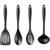 imageCuisinart Nylon Kitchen Tool Set 4Piece Black  Slotted Turner Solid Spoon Slotted Spoon amp Ladle NonstickSafe Heat Resistant to 400F Dishwasher Safe