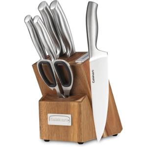 Cuisinart 7 Pc Stainless Steel Essentials Cutlery Block Set with Built in Sharpener