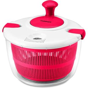 Cuisinart Large Salad Spinner, 5-Qt , Vegetable & Fruit Salad Washing Bowl with Strainer, Quick Prep Spinner for Salad Greens, Lettuce, Fruits & Vegetables, CTG-00-SAS(Red)