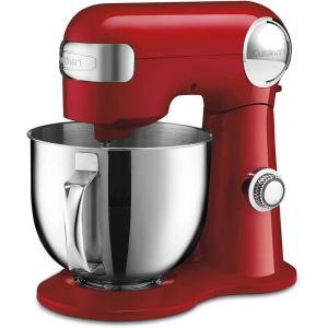 Cuisinart SMD-50BC Precision Pro 5.5-Quart Digital Stand Mixer With 12-Speeds, 3 Preprogrammed Food Prep Settings, Mixing Bowl, Whisk, Flat Mixing Paddle, Dough Hook, And Splash Guard, Silver Lining(Ruby Red)