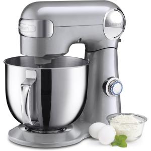 Cuisinart SMD-50BC Precision Pro 5.5-Quart Digital Stand Mixer With 12-Speeds, 3 Preprogrammed Food Prep Settings, Mixing Bowl, Whisk, Flat Mixing Paddle, Dough Hook, And Splash Guard, Silver Lining(Silver Lining)