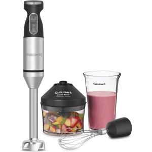 Cuisinart Smart Stick Two-Speed Hand Blender, Powerful Immersion Blender with 300-Watt Motor Blends Shakes, Smoothies, Puree, Baby Food, Soups & Sauces, CSB-175P1, White(Stainless Steel)