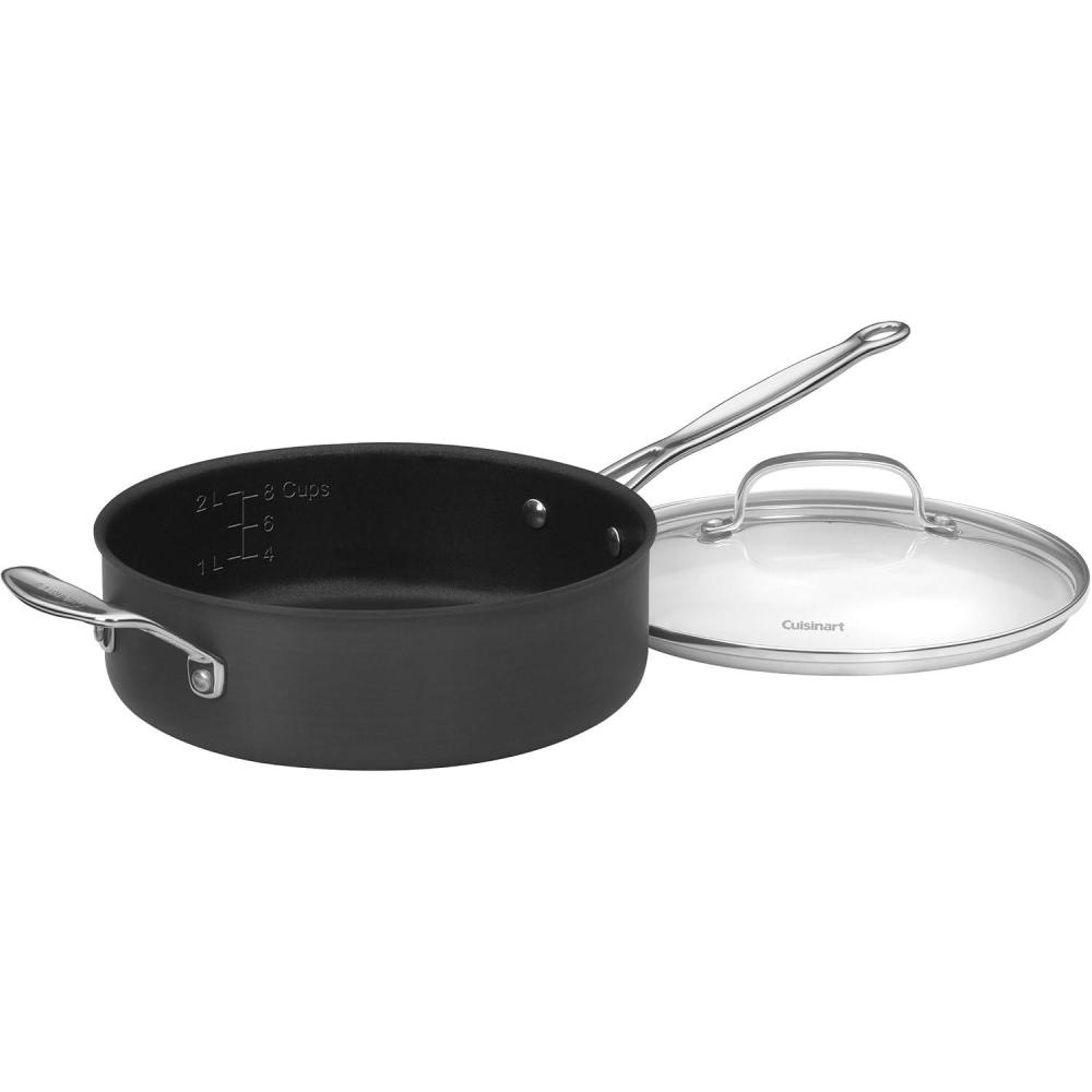 imageCuisinart 63324H Chefs Classic Nonstick HardAnodized 312Quart Saute Pan with Helper Handle and Lid  Black
