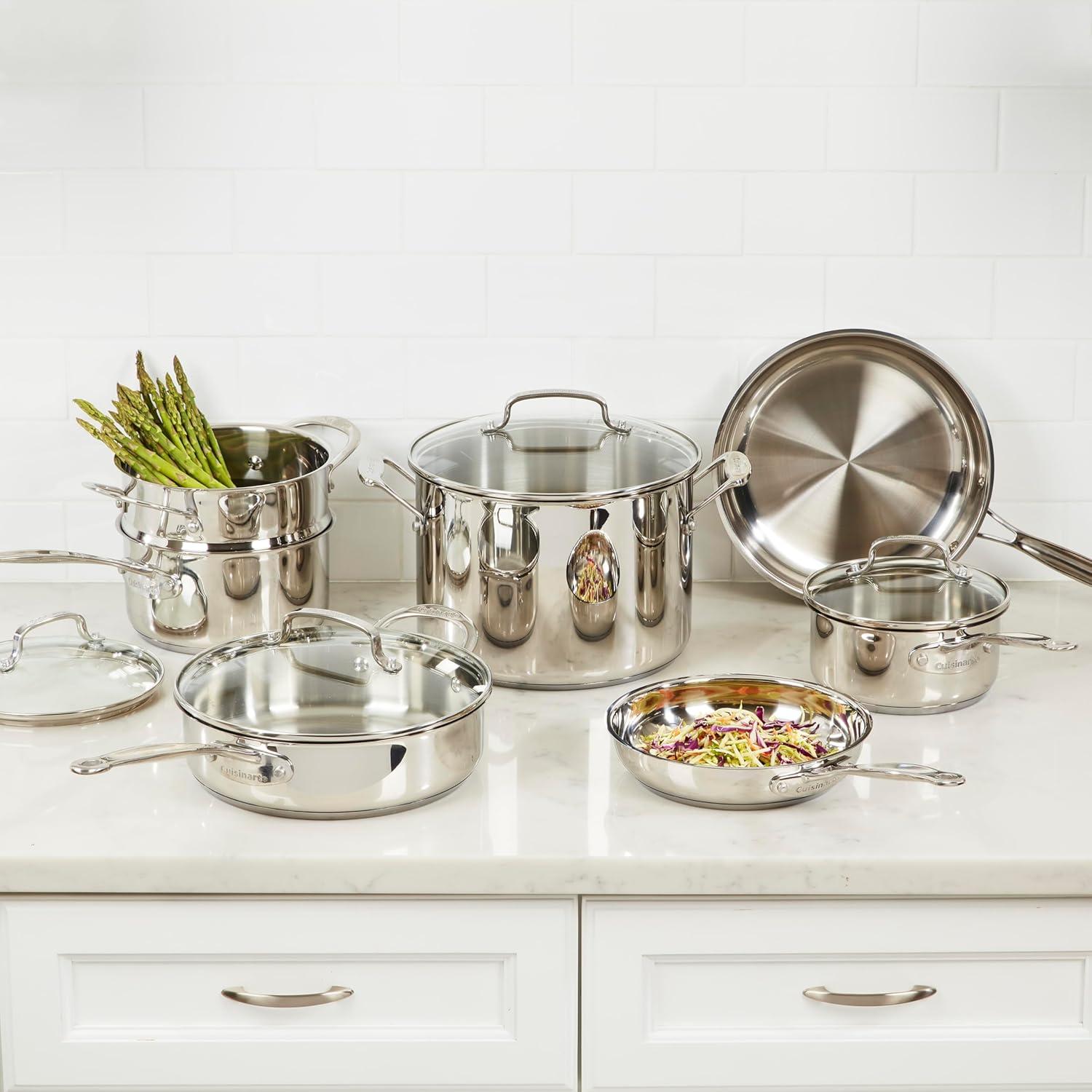 imageCuisinart 7711G Stainless Steel 11Piece Set ChefsClassicStainlessCookwareCollection