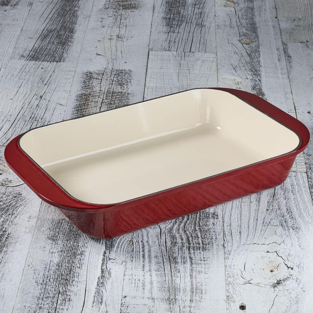 imageCuisinart CI113624CR Chefs Classic Enameled Cast Iron 14Inch RoastingLasagna Pan Cardinal Red