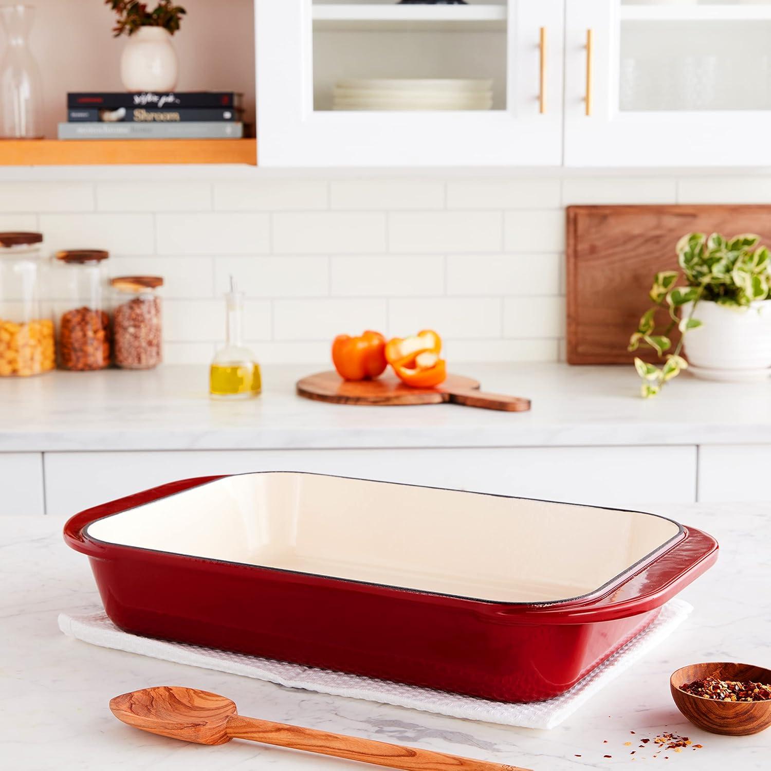 imageCuisinart CI113624CR Chefs Classic Enameled Cast Iron 14Inch RoastingLasagna Pan Cardinal Red