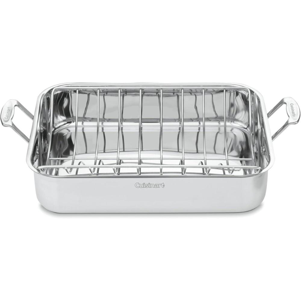 imageCuisinart 16Inch Roaster Chefs Classic Rectangular Roaster with Rack Stainless Steel 711716URP1Stainless Steel