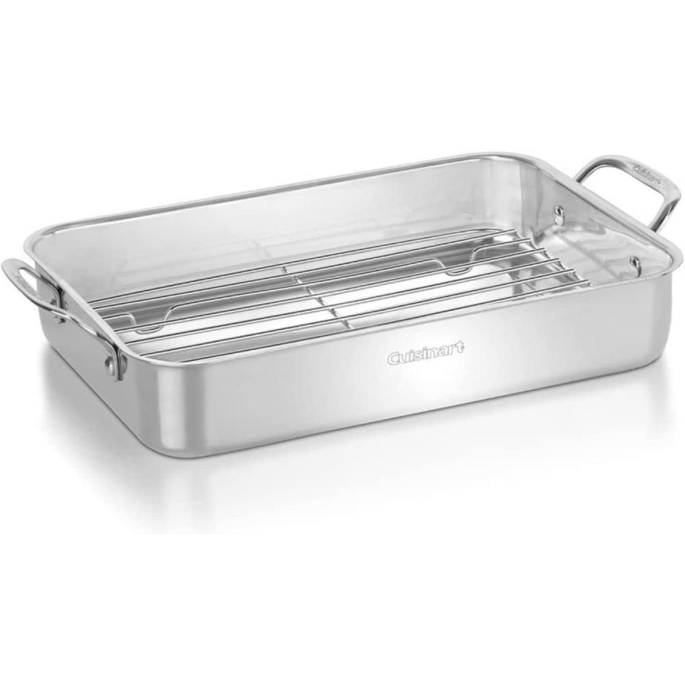 imageCuisinart 711714RR 14Inch ChefsClassic CookwareCollection Lasagna Pan wStainless Roasting Rack Stainless Steel