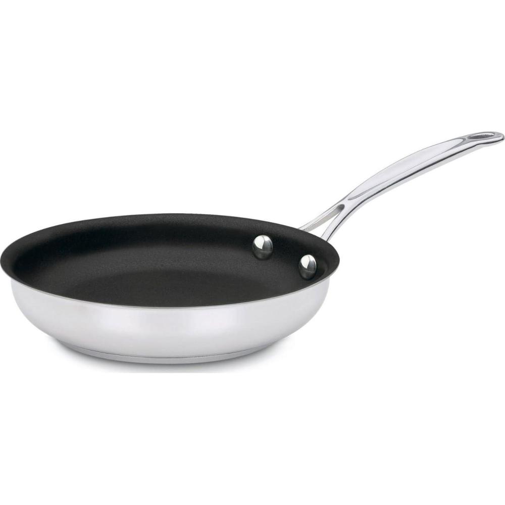 imageCuisinart 72230HNS Chefs Classic Stainless Nonstick 12Inch Open Skillet with Helper HandleStainless Steel