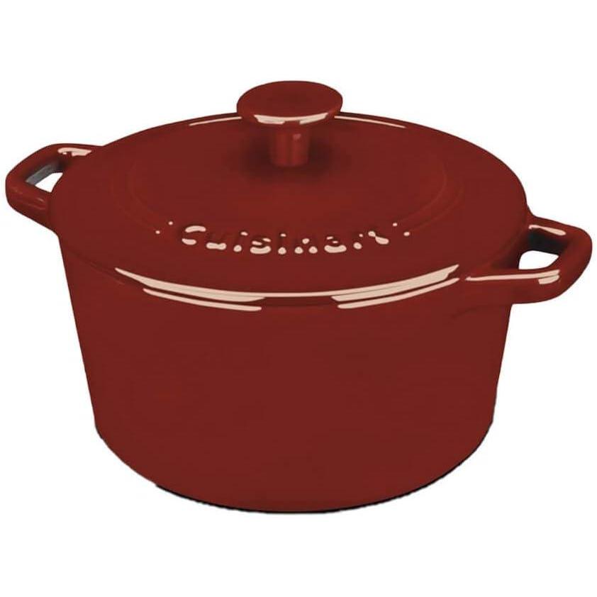 imageCuisinart Chefs Classic Enameled Cast Iron Round Covered Casserole Cardinal Red 7 QuartCardinal Red