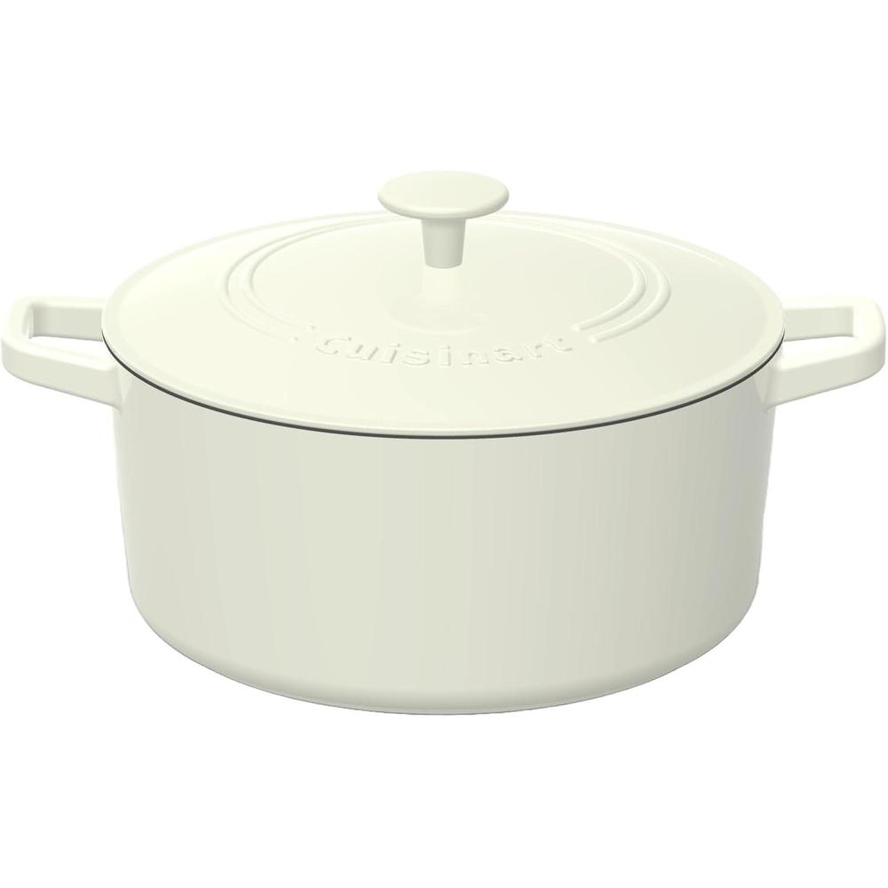 imageCuisinart Chefs Classic Enameled Cast Iron Round Covered Casserole Cardinal Red 7 QuartCream