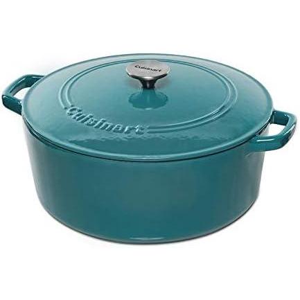 imageCuisinart Chefs Classic Enameled Cast Iron Round Covered Casserole Cardinal Red 7 QuartTeal