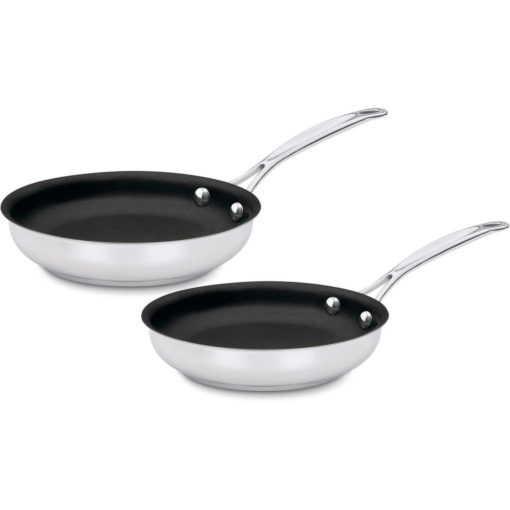 imageCuisinart Chefs Classic Stainless NonStick Skillets 9 Skillet amp 11 Skillet Set