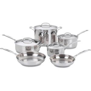 Cuisinart 77-10P1 10-Piece Chef’s-Classic-Stainless Collection, Cookware Set