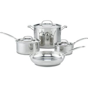Cuisinart 7-Piece Cookware Set, Chef’s Classic Stainless Steel Collection, 77-7P1