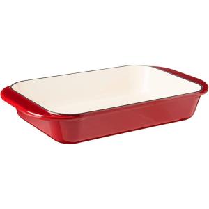Cuisinart CI1136-24CR Chef’s Classic Enameled Cast Iron 14-Inch Roasting/Lasagna Pan, Cardinal Red