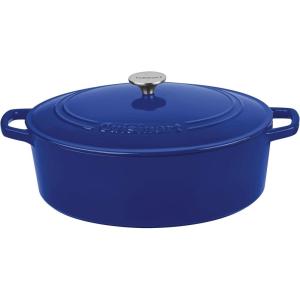 Cuisinart Chef’s Classic Enameled Cast Iron Oval Covered Casserole (Cardinal Red, 5.5-Quart)(Cobalt)