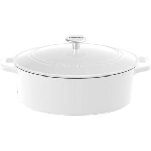 Cuisinart Chef’s Classic Enameled Cast Iron Oval Covered Casserole (Cardinal Red, 5.5-Quart)(Glossy White)