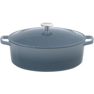 Cuisinart Chef’s Classic Enameled Cast Iron Oval Covered Casserole (Cardinal Red, 5.5-Quart)(Gradient Navy)