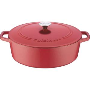 Cuisinart Chef’s Classic Enameled Cast Iron Oval Covered Casserole (Cardinal Red, 5.5-Quart)(Peony Pink)