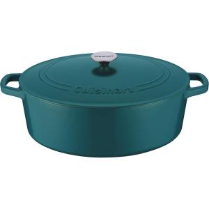 Cuisinart Chef’s Classic Enameled Cast Iron Oval Covered Casserole (Cardinal Red, 5.5-Quart)(Teal)