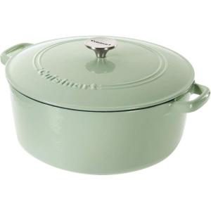 Cuisinart Chef’s Classic Enameled Cast Iron Round Covered Casserole (Cardinal Red, 7- Quart)(Mint Green)