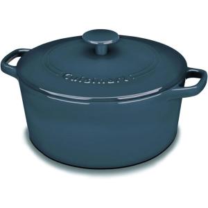 Cuisinart Chef’s Classic Enameled Cast Iron Round Covered Casserole (Cardinal Red, 7- Quart)(Provencal Blue)