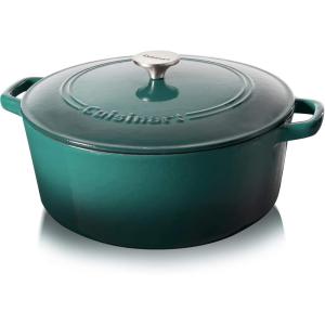 Cuisinart Chef’s Classic Enameled Cast Iron Round Covered Casserole (Cardinal Red, 7- Quart)(Teal Gradient)