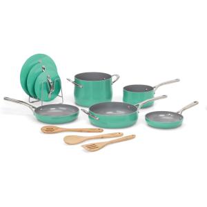Cuisinart Culinary Collection 12-Piece Pots and Pans Set, PURELYCERAMIC Nonstick, Black(Teal)
