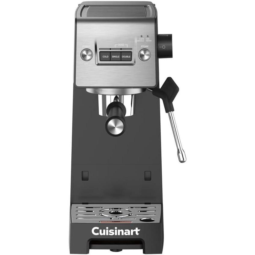 imageCuisinart Espresso Bar Slim Coffee Espresso Machine Makes Hot or Cold CafeQuality Beverages Including Cappuccino Lattes and Cold Extracted Drinks SteamFrothing Wand for MilkBased DrinksEM160EM160