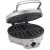 imageCuisinart Belgian Waffle Maker Round Waffle Iron 6 Setting Adjustable Browning Audible Alert Nonstick Plates WAF200P1 Silver