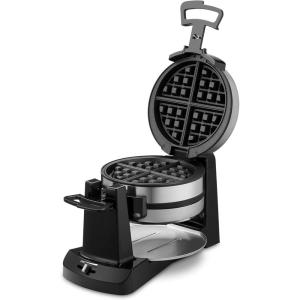 Cuisinart Round Flip Belgian Waffle Maker, Black/Silver, 1 inch thick, WAF-F30NAS(New Double Flip)