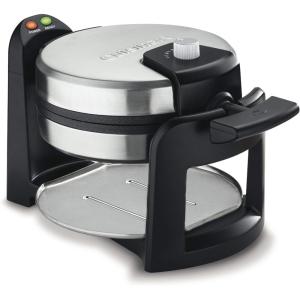 Cuisinart Round Flip Belgian Waffle Maker, Black/Silver, 1 inch thick, WAF-F30NAS(New Single Flip)