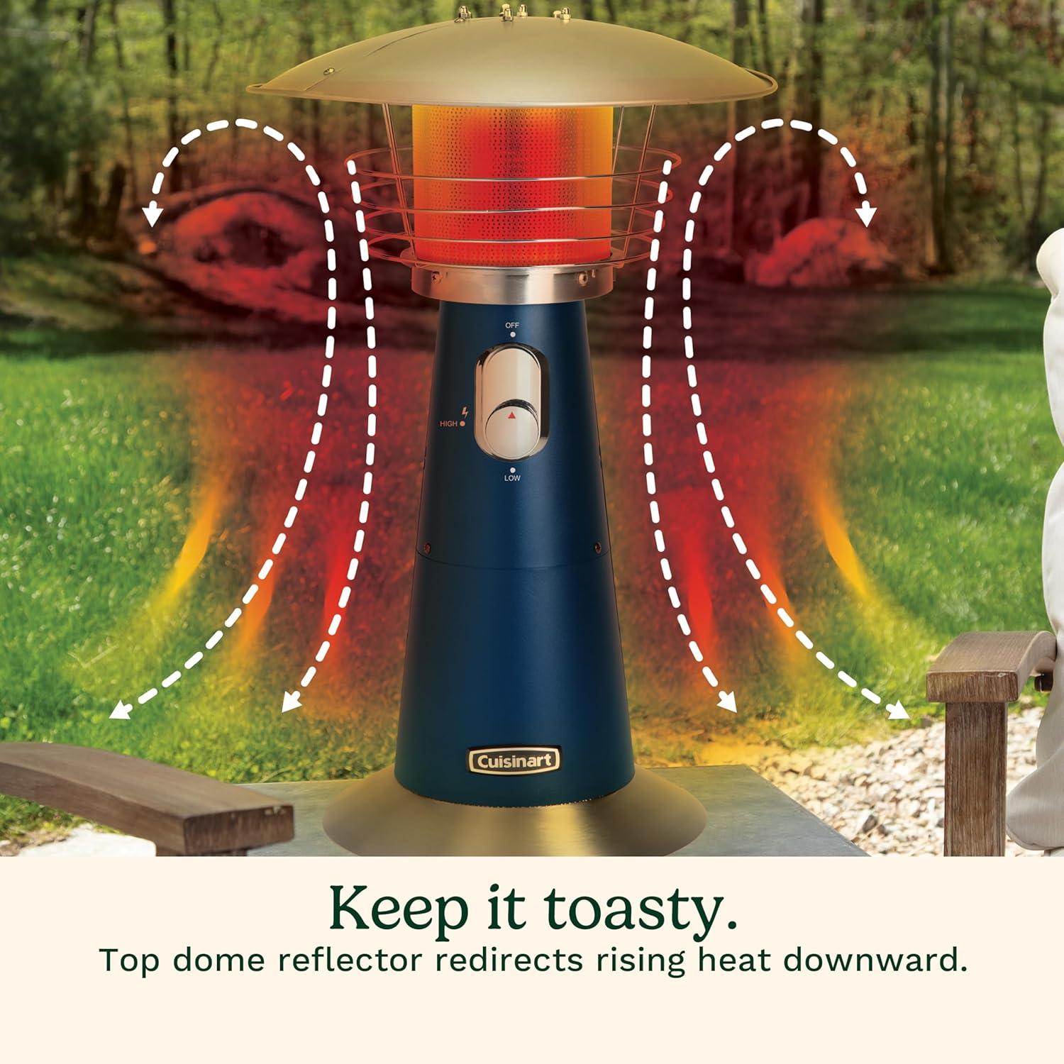 imageCuisinart Portable Tabletop Patio Heater 11000 BTU Outdoor Propane Heater with Safety Tilt Switch and Adjustable Heat Burner Screen Guard 30 sq Foot Heat Range NavyNavy