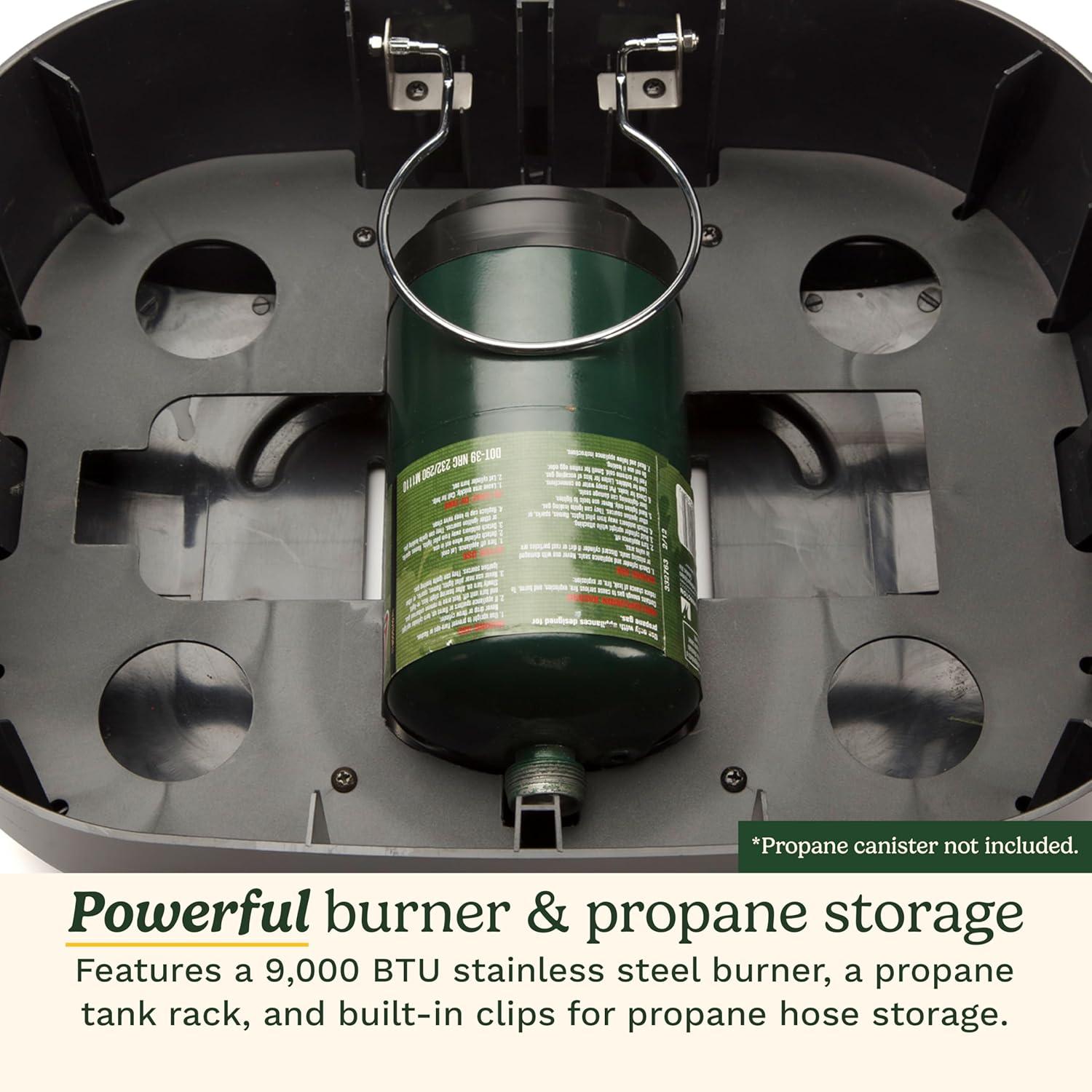 imageCuisinart Venture Portable Gas Grill Small Camping Grill with Cutting Board and Handle Non Stick Porcelain Enameled Cast Iron Grate 9000 BTU Stainless Steel Burner for Camping Tailgates BeachesVenture Gas Grill Red