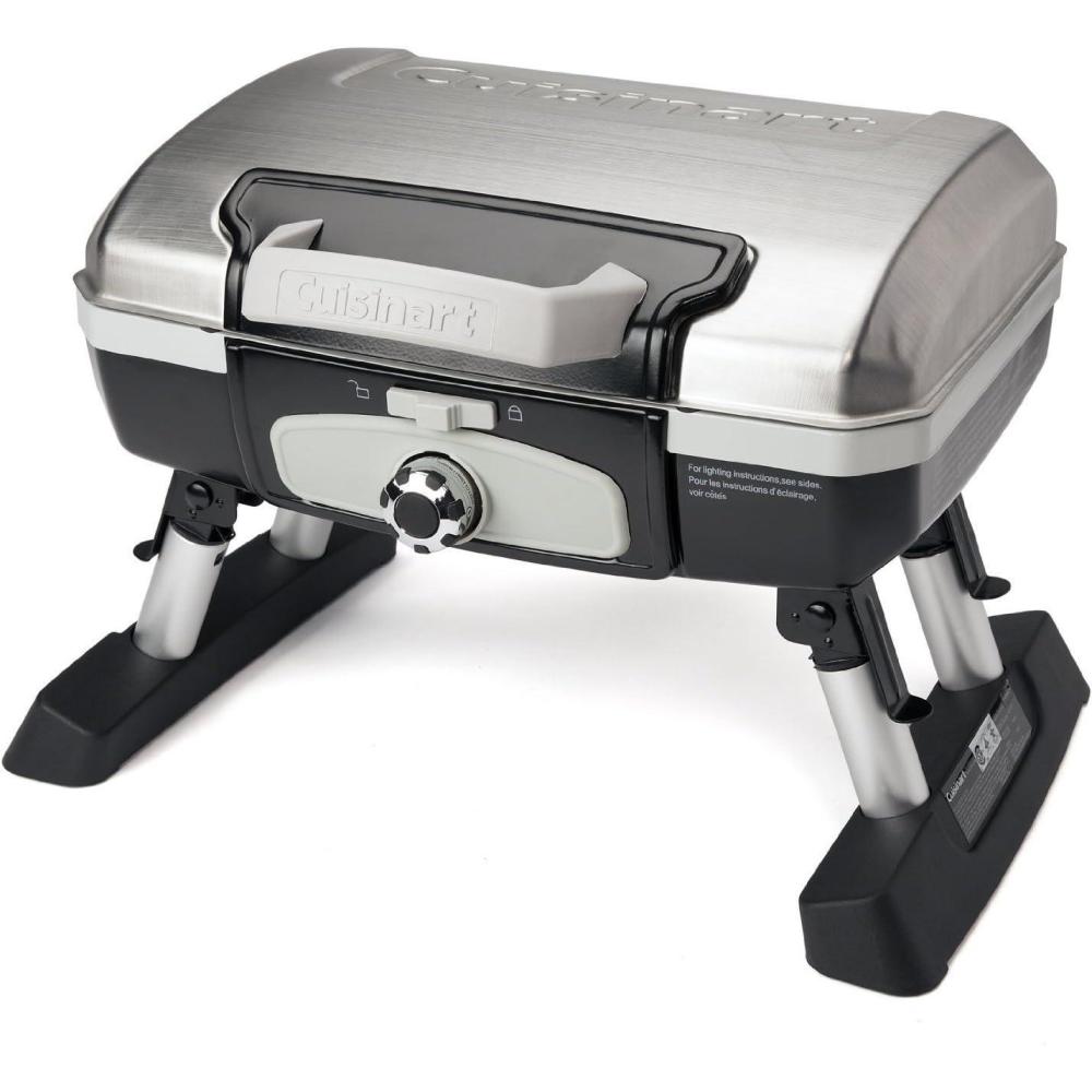 imageCuisinart Petite Gourmet Portable Gas Grill Compact amp Lightweight Tabletop Small Grill for BBQs Camping Tailgates amp Small Spaces 5500 BTU Burner Folding with Carry Handles BlackPetit Gourmet Tabletop Gas Grill Stainless Steel