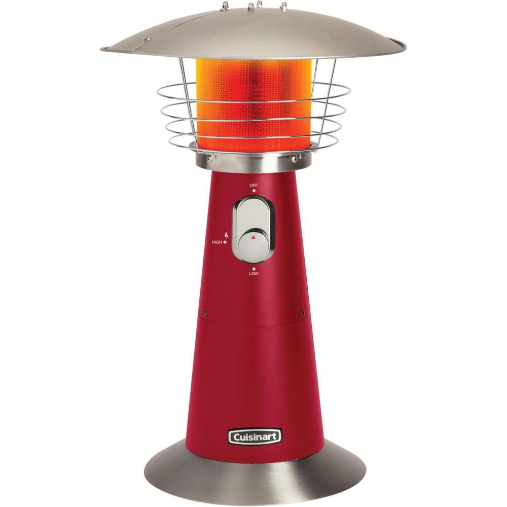imageCuisinart Portable Tabletop Patio Heater 11000 BTU Outdoor Propane Heater with Safety Tilt Switch and Adjustable Heat Burner Screen Guard 30 sq Foot Heat Range NavyRed