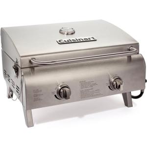 Cuisinart Chef’s Style Tabletop Portable Propane Grill, 20,000 BTU Stainless Steel 2-Burner Outdoor Gas Grill for Camping, Tailgates, BBQ, Hassle-Free Setup, Twist-Start Ignition, CGG-306(Professional Gas Grill  Two-Burner  Stainless Steel)