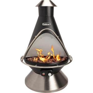 Cuisinart Chimenea Propane Fire Pit, 40,000 BTU Adjustable Gas Fire Pit for Patios, Includes Lava Rocks, Directional Heat Shield and Push to Start Ignition, Perfect for Backyards, Decks, and Patios