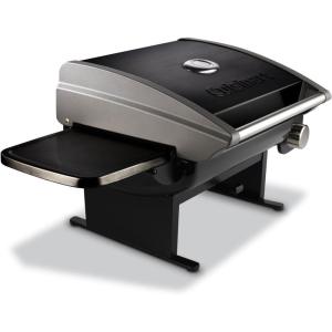 Cuisinart Grillster Portable Gas Grill, Stainless Steel Compact BBQ Grill with Locking Lid for Easy Transport, 8000 BTU Propane Grill with Dishwasher Safe Cooking Grate, Small Grill for Camping & BBQs(All Foods Gas Grill  Black)